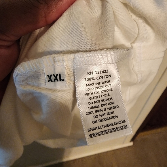 Spirit Jersey Ovrszd White Cutout Shoulder Shirt Sz XXL Unisex NWOT spot - Picture 4 of 11